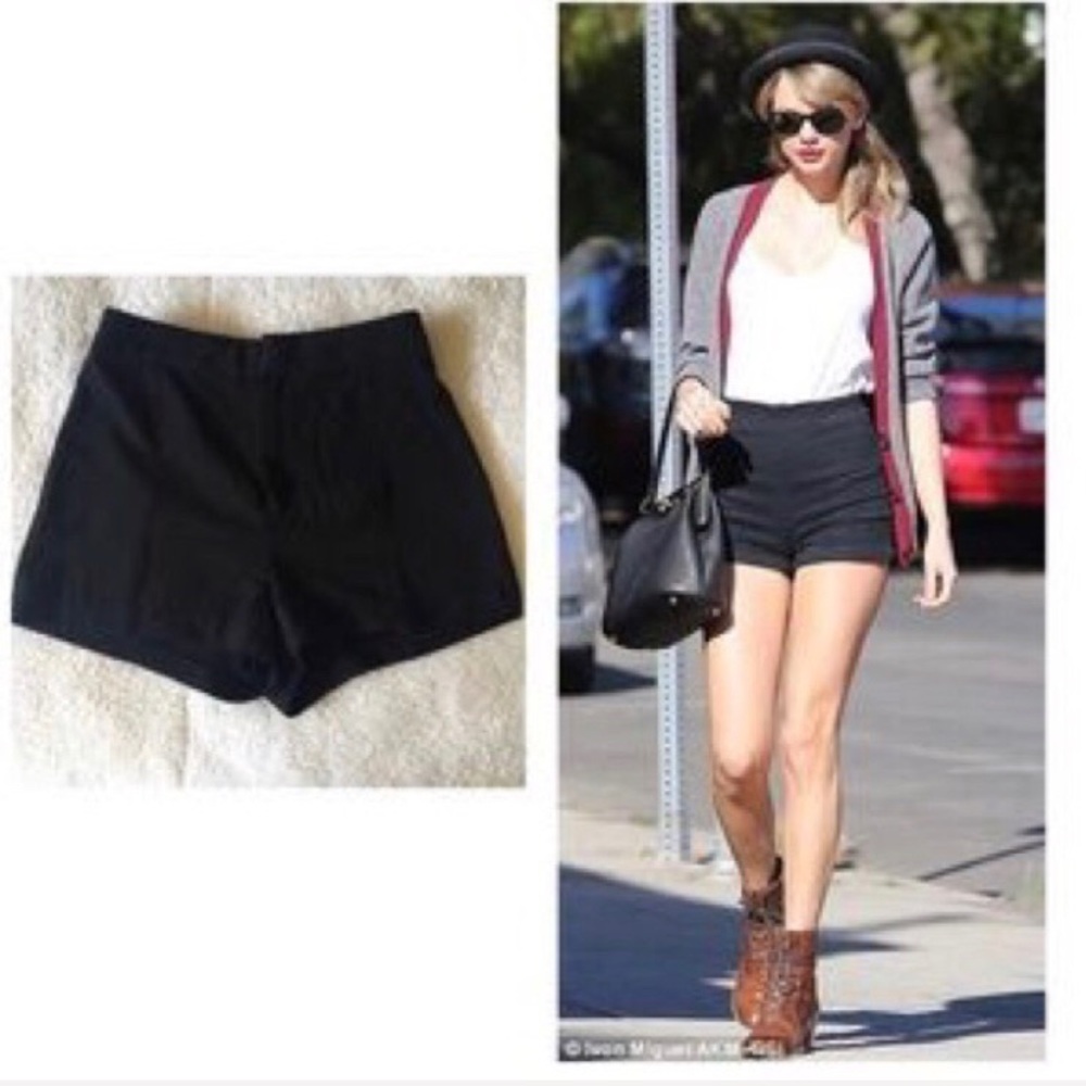 high waisted dark denim shorts